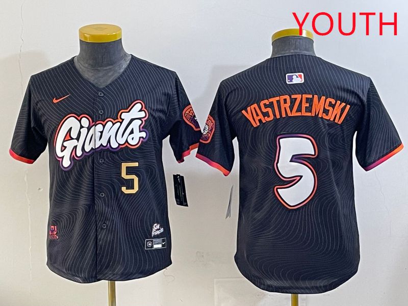 Youth San Francisco Giants #5 Yastrzemski Black Joint Name 2025 Nike MLB Jersey style 37->youth mlb jersey->Youth Jersey